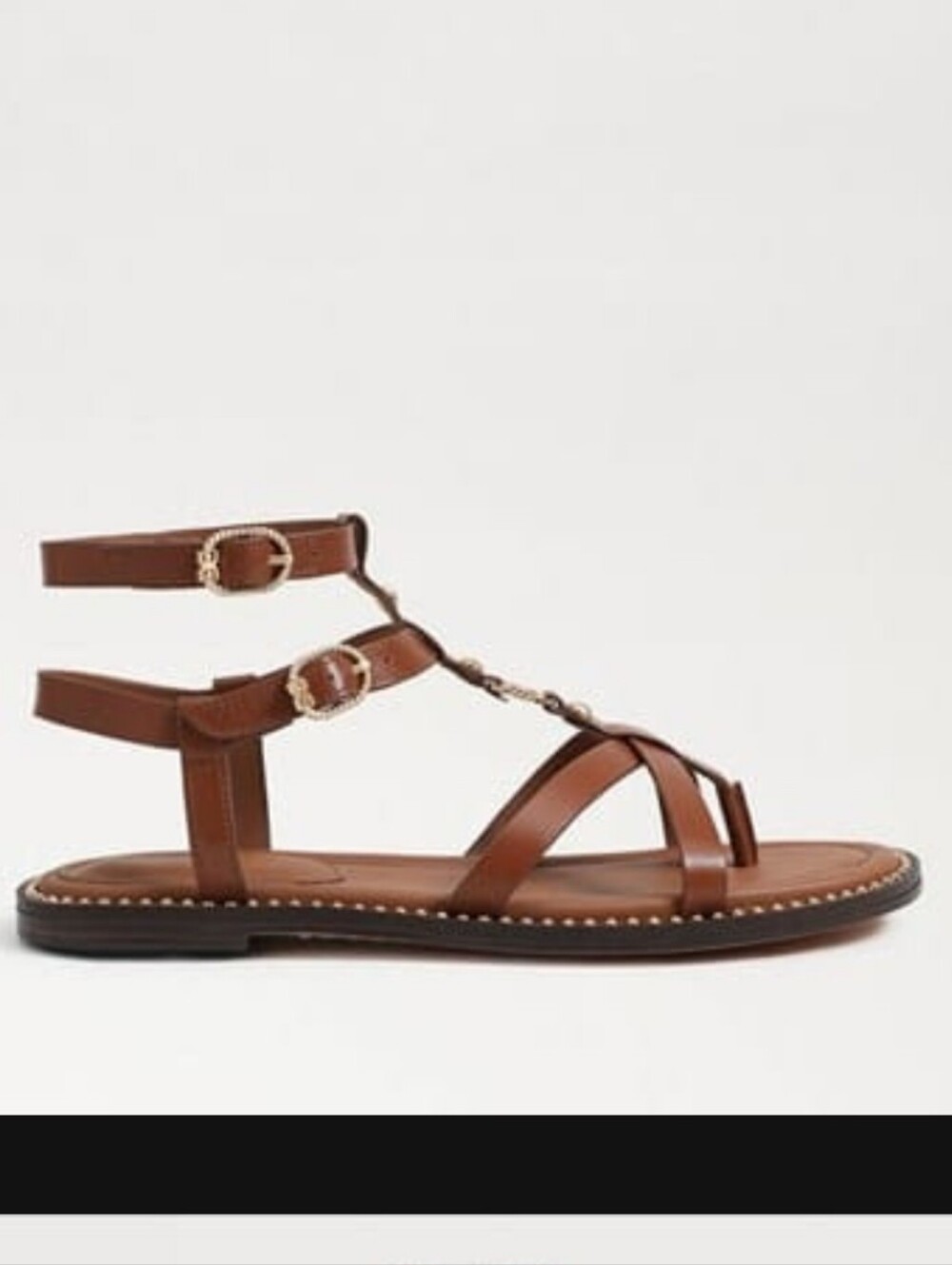 Sam Edelman Talya Gladiator Sandals Rich Cognac Gold Medallion Size 8M - Picture 9 of 9